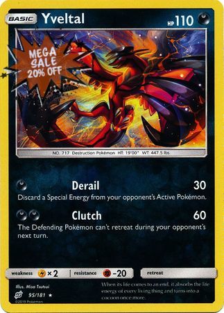 Pokemon Card Team Up 095/181 95/181 Yveltal Reverse Holo Rare