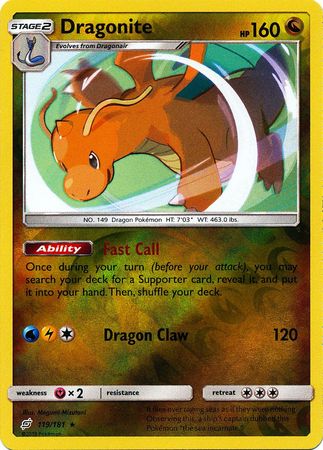 Pokemon Card Team Up 119/181 Dragonite Reverse Holo Rare