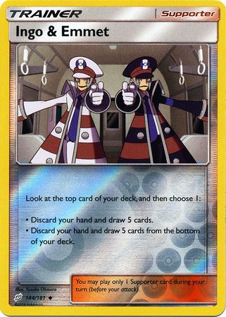 Pokemon Card Team Up 144/181 Ingo & Emmet Supporter Reverse Holo Uncommon