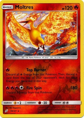 Pokemon Card Team Up 019/181 19/181 Moltres Reverse Holo Rare