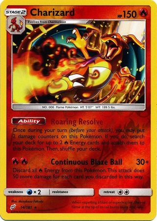 (S) Pokemon Card Team Up 014/181 14/181 Charizard Reverse Holo Rare