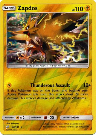 <transcy>Pokemon Card Team Up 040/181 40/181 Zapdos Reverse Holo Selten</transcy>