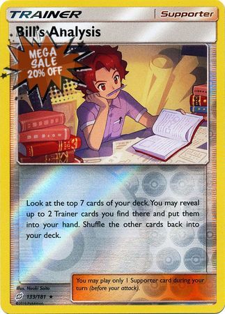 Pokemon Card Team Up 133/181 Bill's Analysis Supporter Reverse Holo Rare