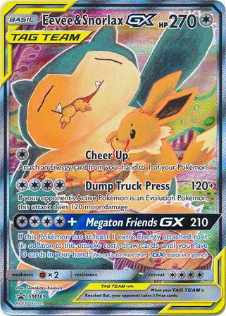 Pokemon Card SM Black Star Promos SM169 Eevee & Snorlax Tag Team GX