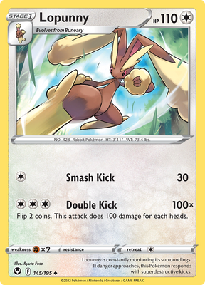 Pokemon Card Silver Tempest 145/195 Lopunny Uncommon *MINT*