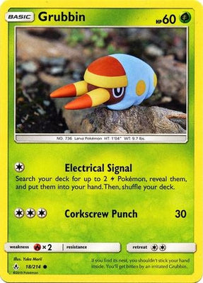 Pokemon Card Unbroken Bonds 18/214 018/214 Grubbin Common