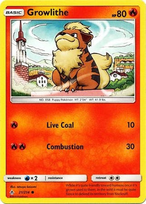 Pokemon Card Unbroken Bonds 21/214 021/214 Growlithe Common