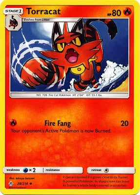 Pokemon Card Unbroken Bonds 28/214 028/214 Torracat Uncommon