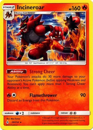 <transcy>Pokemon Card Unbroken Bonds 29/214 029/214 Incineroar Selten</transcy>