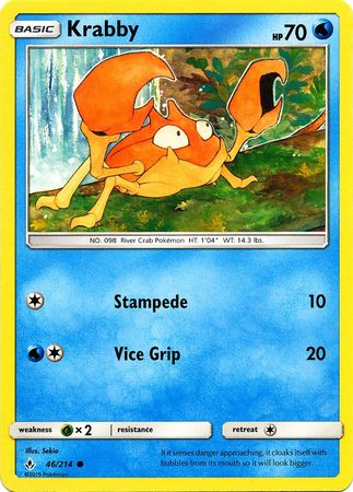 <transcy>Pokemon Card Unbroken Bonds 46/214 046/214 Krabby Common</transcy>