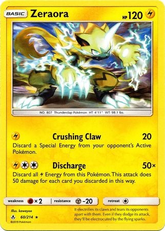 <transcy>Pokemon Card Unbroken Bonds 60/214 060/214 Zeraora Rare</transcy>