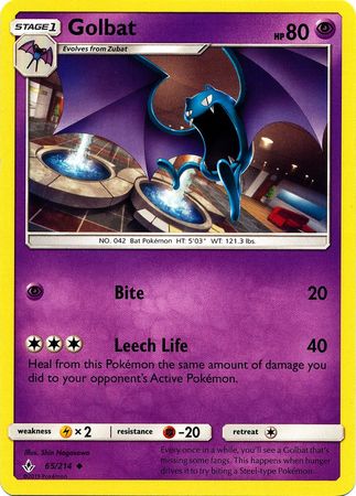 Pokemon Card Unbroken Bonds 65/214 065/214 Golbat Uncommon