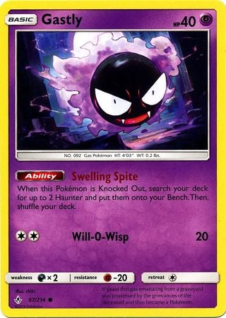 <transcy>Pokemon Card Unbroken Bonds 67/214 067/214 Gastly Common</transcy>