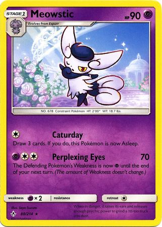 <transcy>Pokemon Card Unbroken Bonds 80/214 080/214 Meowstic Rare</transcy>