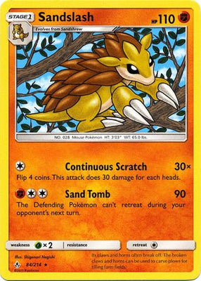 Pokemon Card Unbroken Bonds 84/214 084/214 Sandslash Rare