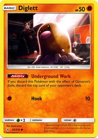 <transcy>Pokemon Card Unbroken Bonds 85/214 085/214 Diglett Common</transcy>