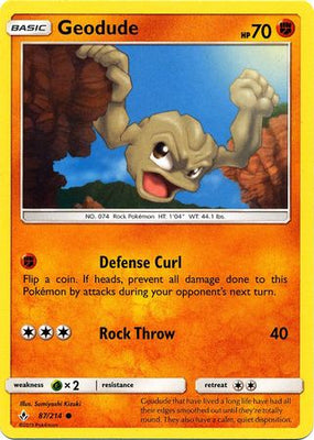 Pokemon Card Unbroken Bonds 87/214 087/214 Geodude Common