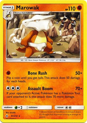 Pokemon Card Unbroken Bonds 91/214 091/214 Marowak Rare