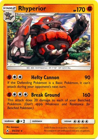 <transcy>Pokemon Card Unbroken Bonds 95/214 095/214 Rhyperior Rare</transcy>