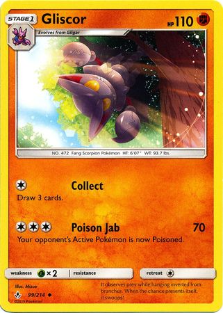 <transcy>Pokemon Card Unbroken Bonds 99/214 099/214 Gliscor Gelegentlich</transcy>