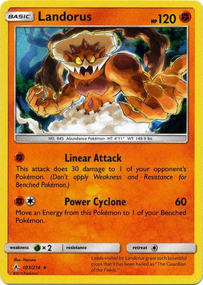 Pokemon Card Unbroken Bonds 103/214 Landorus Holo Rare