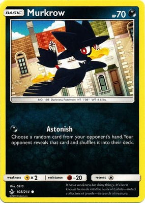 Pokemon Card Unbroken Bonds 108/214 Murkrow Common