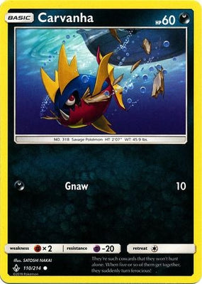 Pokemon Card Unbroken Bonds 110/214 Carvanha Common
