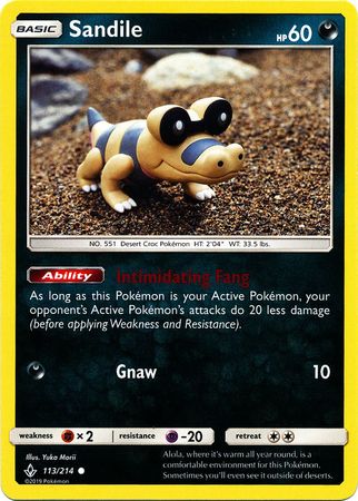 <transcy>Pokemon Card Unbroken Bonds 113/214 Sandile Common</transcy>