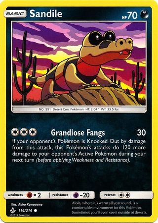 <transcy>Pokemon Card Unbroken Bonds 114/214 Sandile Common</transcy>