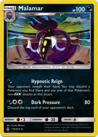 <transcy>Pokemon Card Unbroken Bonds 119/214 Malamar Holo Selten</transcy>