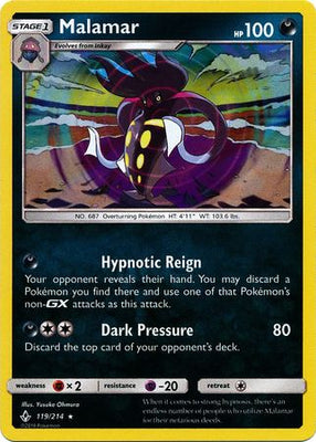 Pokemon Card Unbroken Bonds 119/214 Malamar Holo Rare