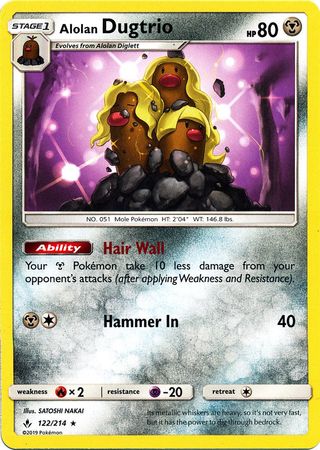 <transcy>Pokemon Card Unbroken Bonds 122/214 Alolan Dugtrio Selten</transcy>