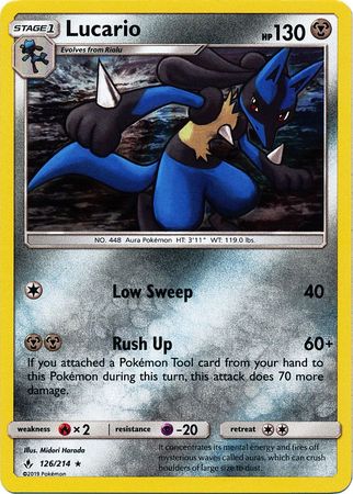 <transcy>Pokemon Card Unbroken Bonds 126/214 Lucario Holo Selten</transcy>