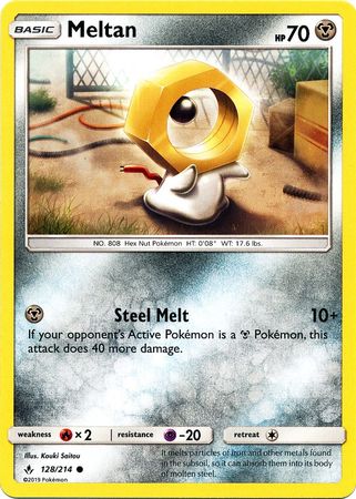 <transcy>Pokemon Card Unbroken Bonds 128/214 Meltan Common</transcy>