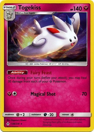 <transcy>Pokemon Card Unbroken Bonds 138/214 Togekiss Holo Selten</transcy>