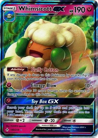 <transcy>Pokemon Card Unbroken Bonds 140/214 Whimsicott GX Ultra Rare</transcy>