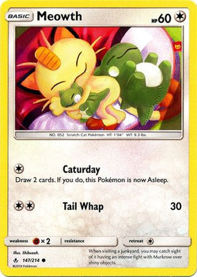 Pokemon Card Unbroken Bonds 147/214 Meowth Common