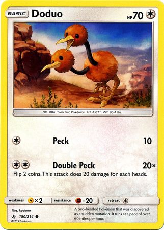 <transcy>Pokemon Card Unbroken Bonds 150/214 Doduo Common</transcy>