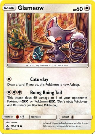 <transcy>Pokemon Card Unbroken Bonds 159/214 Glameow Common</transcy>