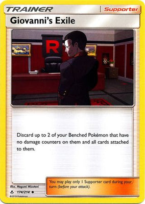 Pokemon Card Unbroken Bonds 174/214 Giovanni's Exile Supporter Uncommon