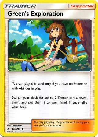 <transcy>Pokemon Card Unbroken Bonds 175/214 Green&#39;s Exploration Supporter Gelegentlich</transcy>