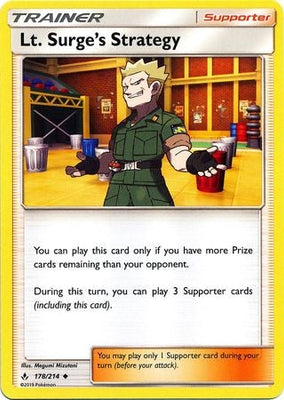 Pokemon Card Unbroken Bonds 178/214 Lt. Surge's Strategy Supporter Uncommon