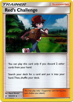 Pokemon Card Unbroken Bonds 184/214 Red's Challenge Supporter Holo Rare