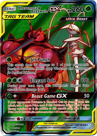 <transcy>Pokemon Card Ungebrochene Anleihen 191/214 Pheromosa &amp; Buzzwole Tag Team GX Full Art Ultra</transcy>