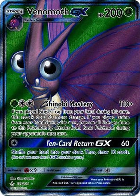 Pokemon Card Unbroken Bonds 193/214 Venomoth GX Full Art Ultra