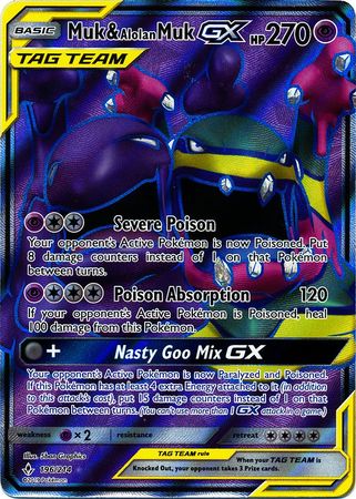 <transcy>Pokemon Karte Ungebrochene Anleihen 196/214 Muk &amp; Alolan Muk Tag Team GX Full Art Ultra</transcy>