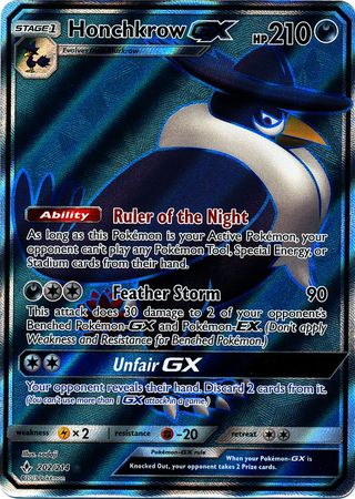 Pokemon Card Unbroken Bonds 202/214 Honchkrow GX Full Art Ultra