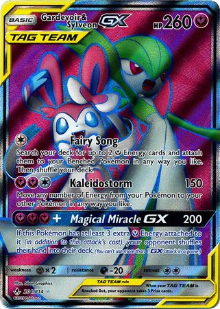 (S) Pokemon Card Unbroken Bonds 204/214 Gardevoir & Sylveon Tag Team GX Full Art Ultra