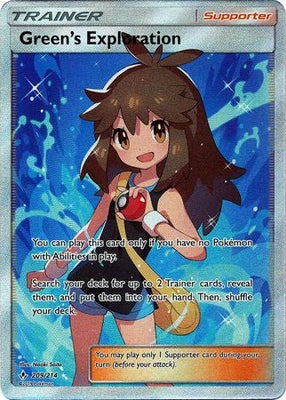 Pokemon Card Unbroken Bonds 209/214 Green's Exploration Supporter Full Art Ultra