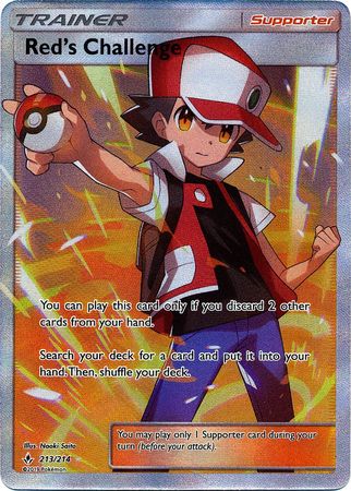 <transcy>Pokemon Card Unbroken Bonds 213/214 Reds Herausforderungs-Unterstützer Full Art Ultra</transcy>